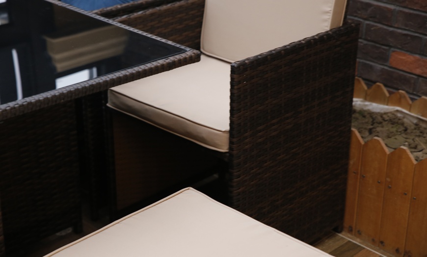 Image 2: Nine-Piece Cube Rattan Set