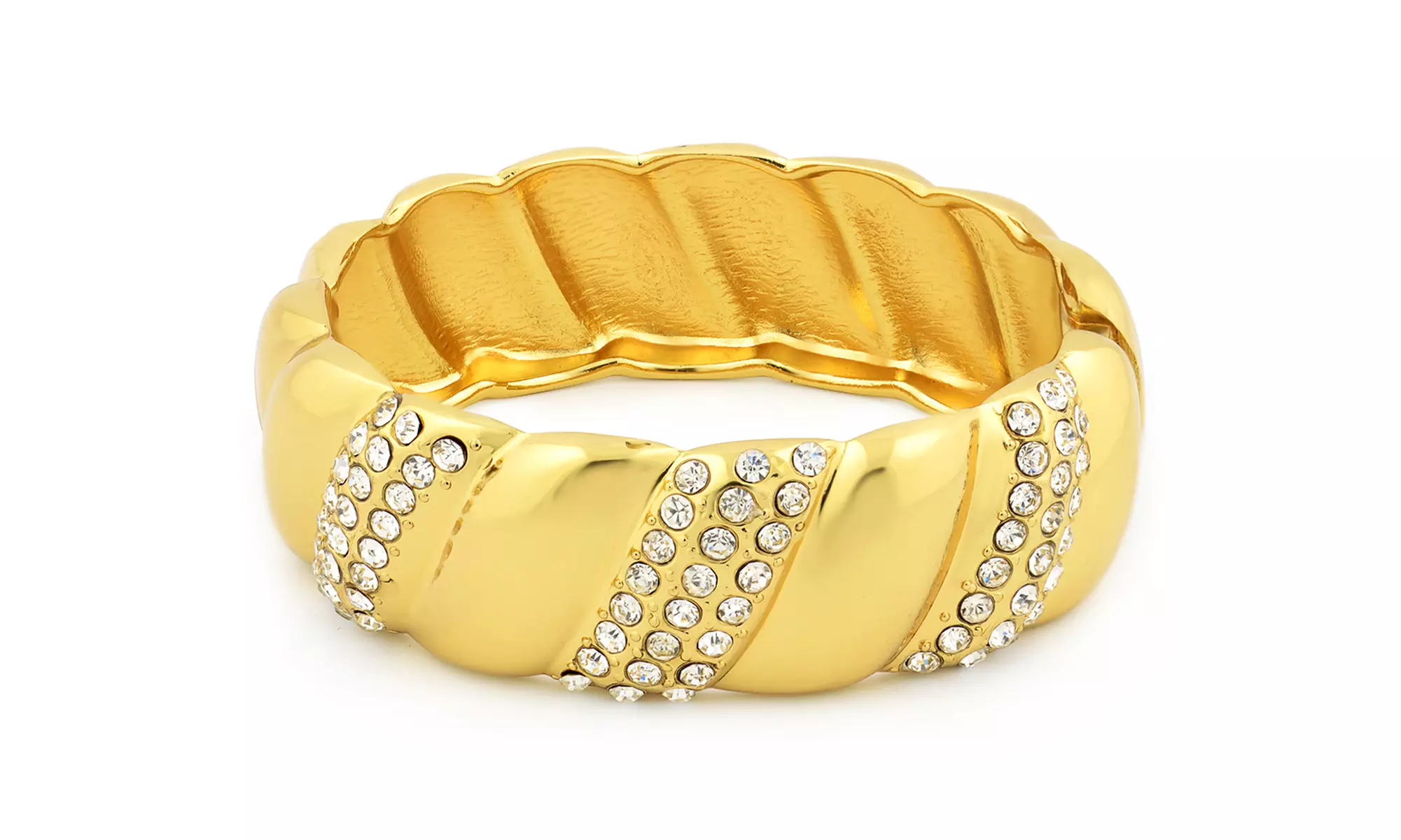 Round Cubic Zirconia Chunky Bangle - Second Medium