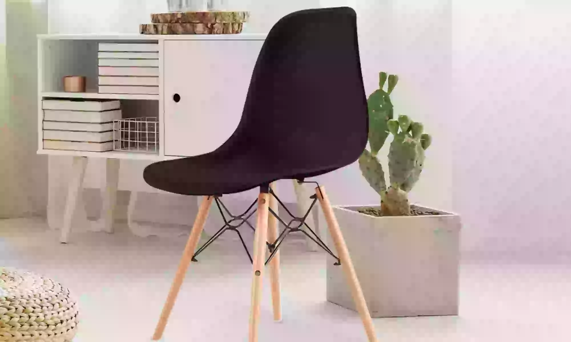 Silla de estilo escandinavo Christie con asiento redondo, de Sampur