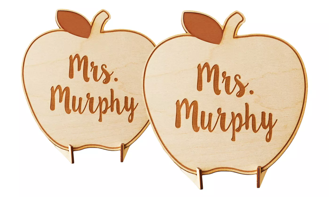 Custom Laser Engraved Wooden Teacher's Apple Plaque from Personalized Planet (Up to 57% Off) - Second Medium