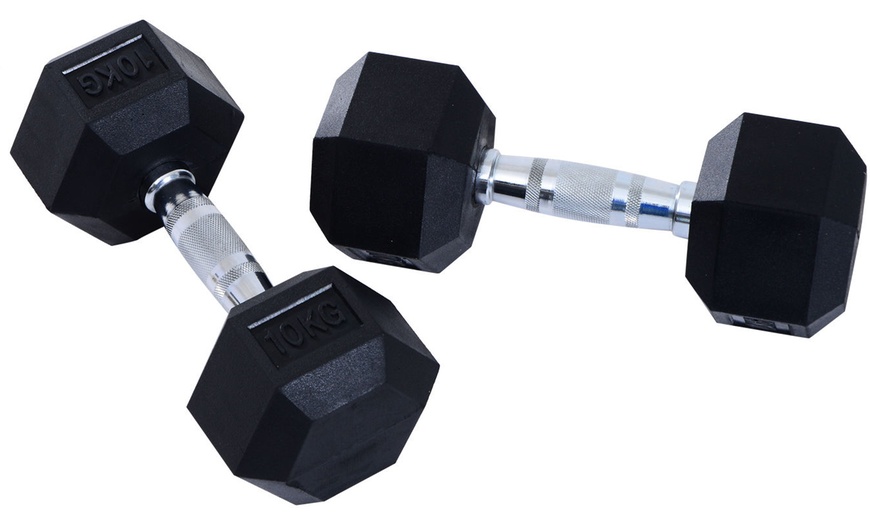 Image 47: Rubber Hexagonal Dumbbells