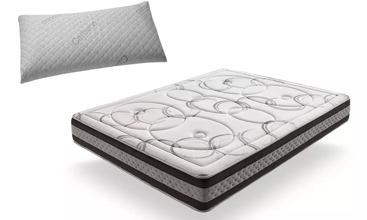 Juego de colchón visco grafeno de muelle ensacado y almohada viscoelástica con envío gratuito - Primary Image