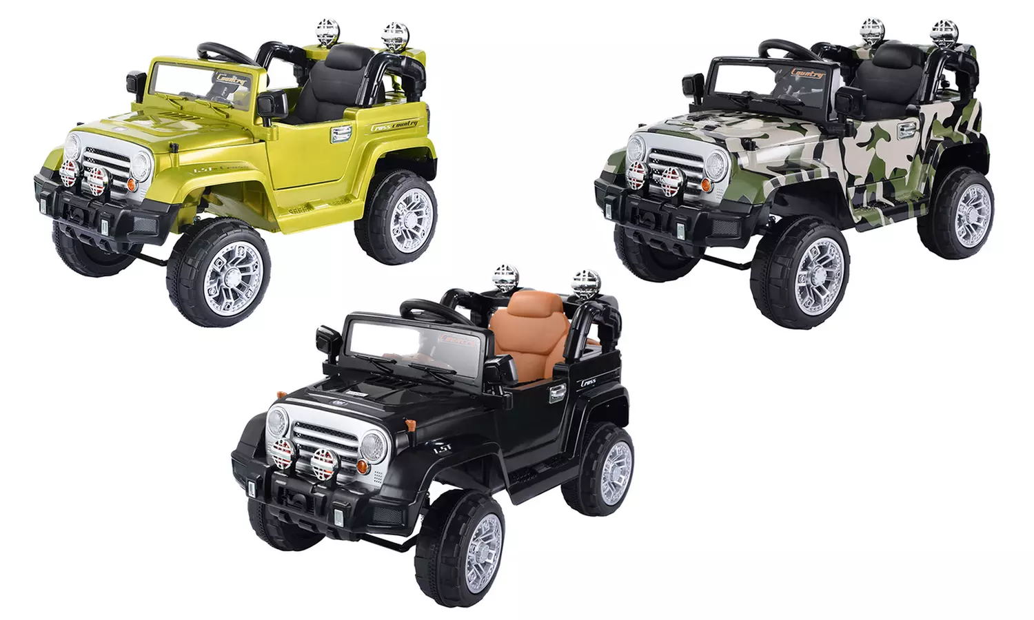 12V Kids' RC Ride On Jeep Car with Lights, Music, and MP3 Input - Primary Image