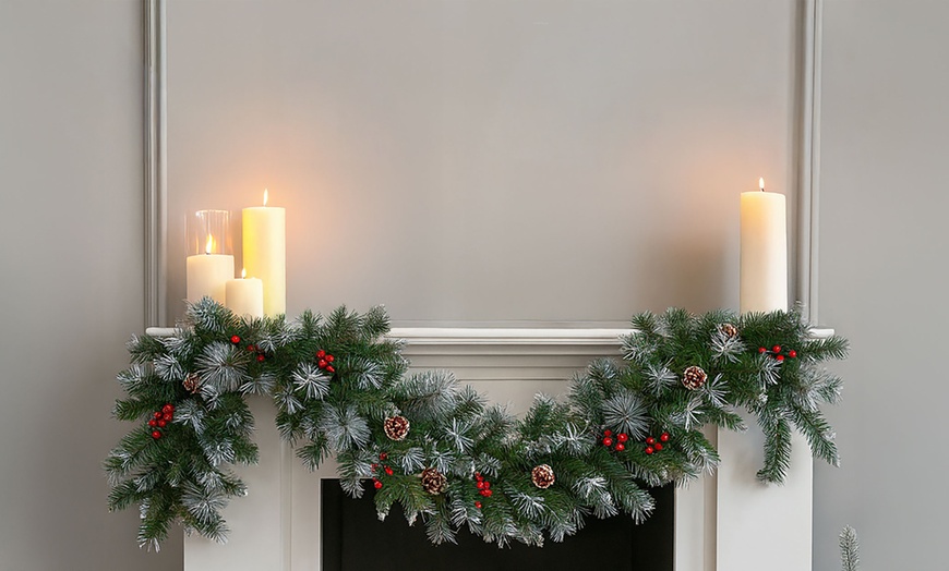 Image 3: Artificial Green Christmas Garland; Berry or Candy Styles