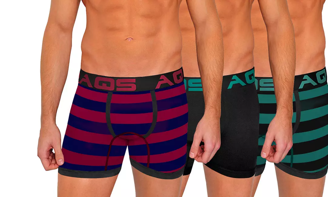 AQS Men's Printed Long Trunks (3-Pack) - Primary Image