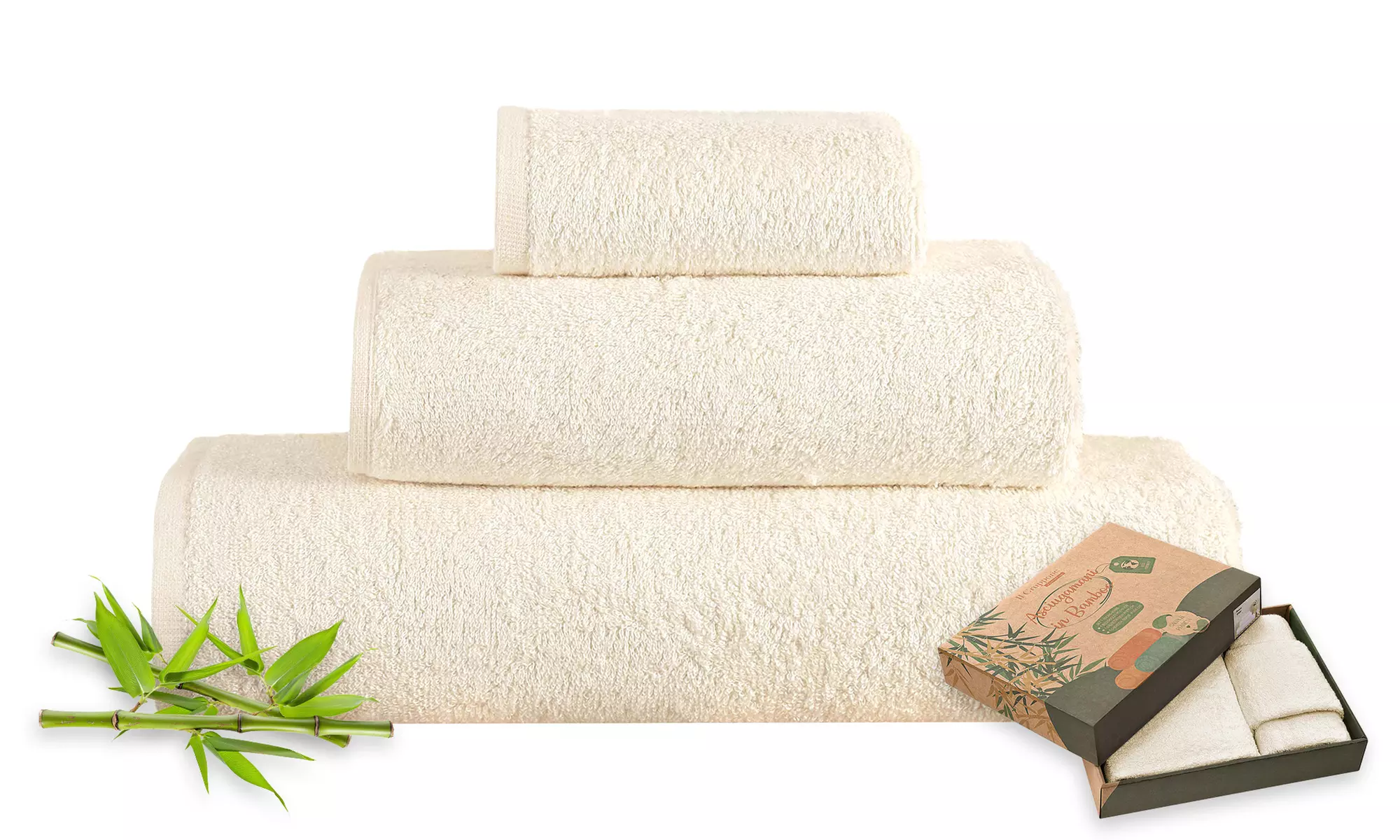 Set di 3 asciugamani in bamboo