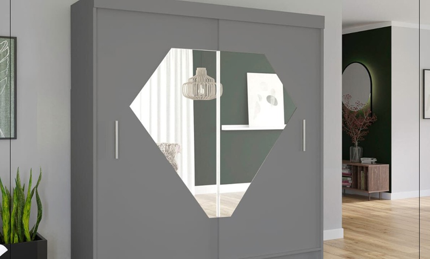 Image 5: Free-Standing Wardrobe with Diamond-Shaped Mirror