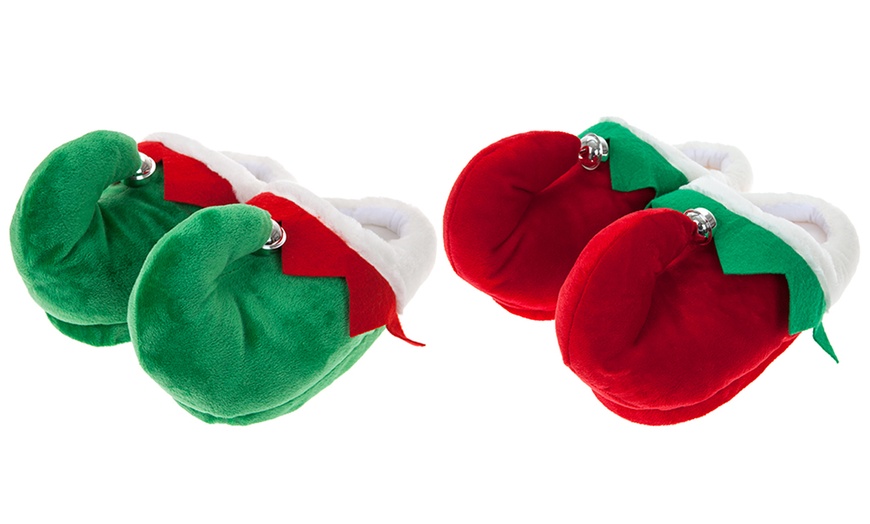 Image 1: Adult Elf Christmas Slippers