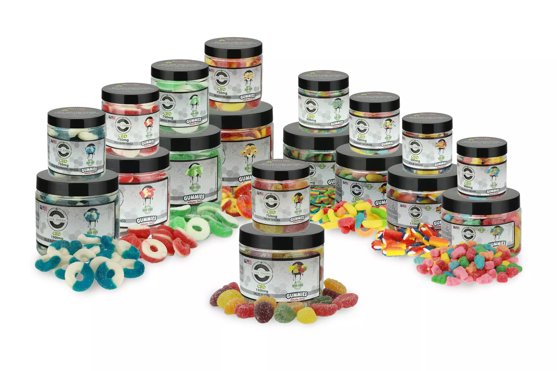 CBD Gummies from Live Green Hemp (500mg, 750mg, 1150mg, or 1500mg) - Primary Image