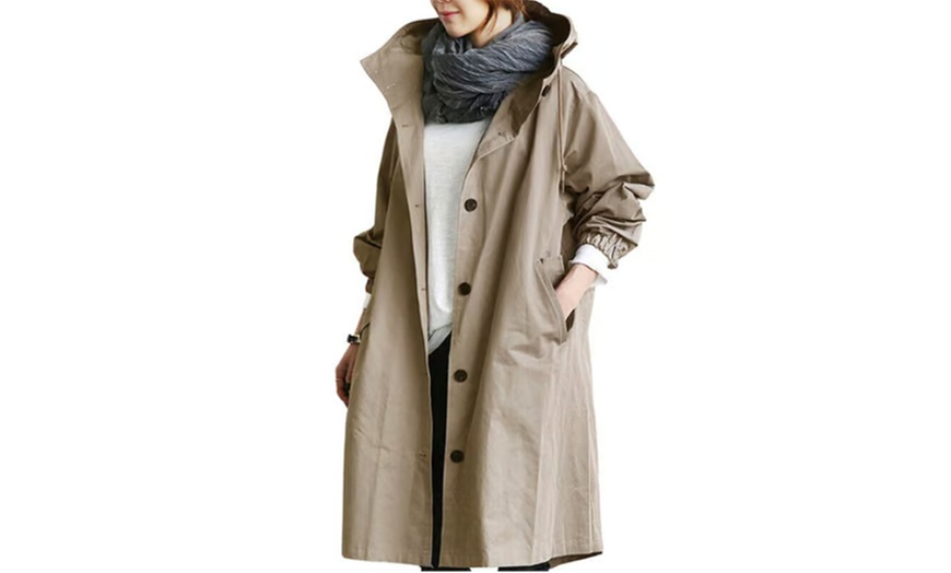 Image 3: Women's Lightweight Hooded Long Jacket