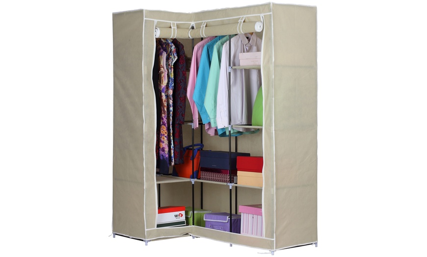 Image 1: Corner Canvas Wardrobe