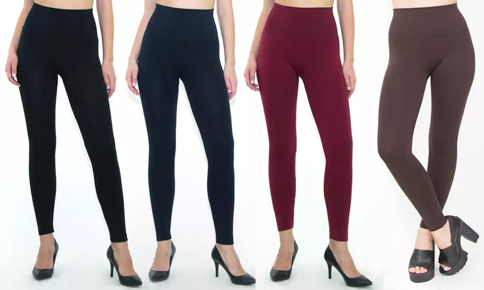 Women's Junior High-Waist Fleece-Lined Leggings (4-Pack) - Primary Image