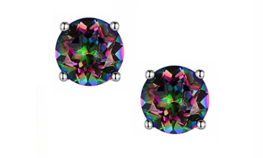 Image 2: Black Mystic Rainbow Stud Earrings