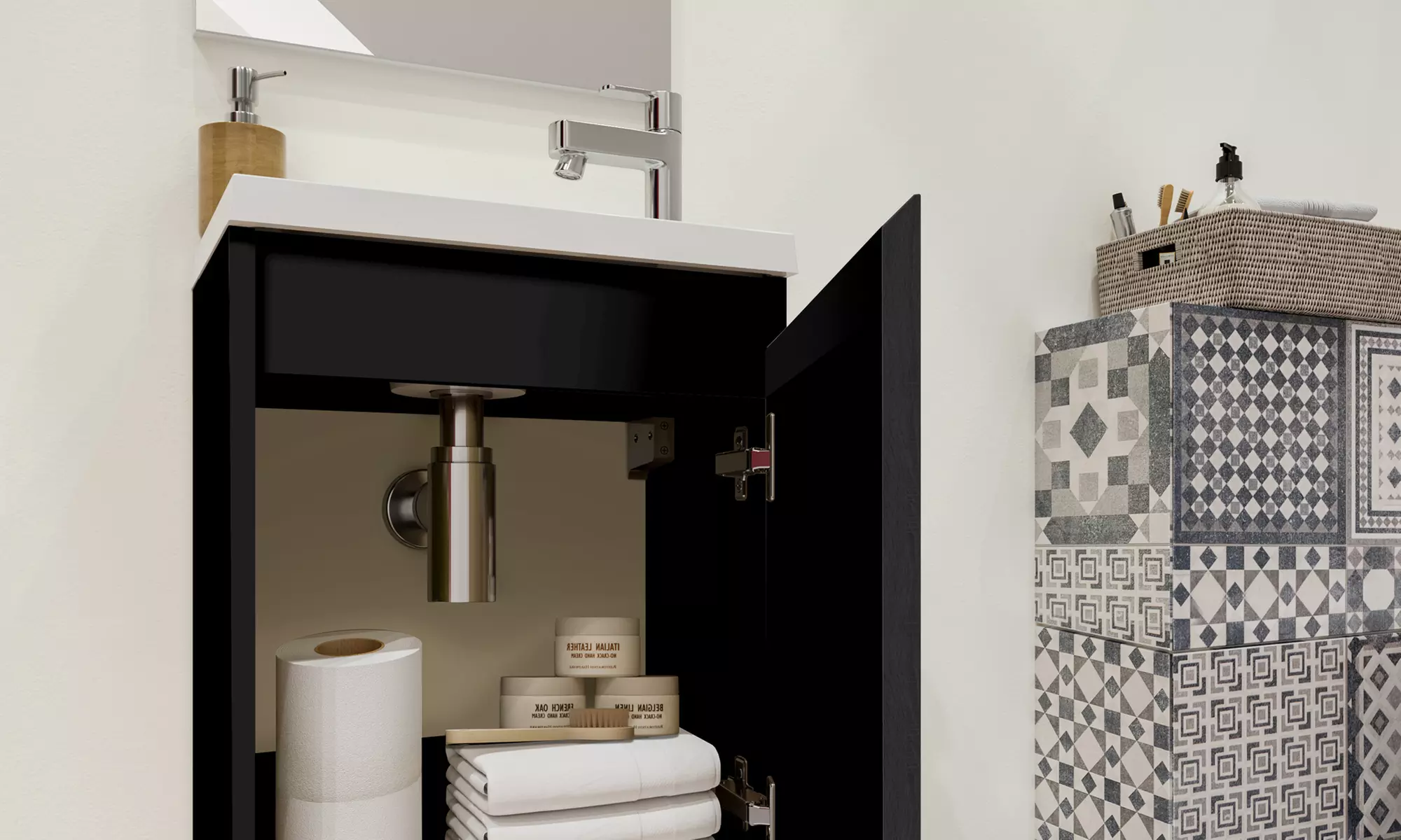 Meuble lave-mains avec miroir, livraison offerte - Second Medium