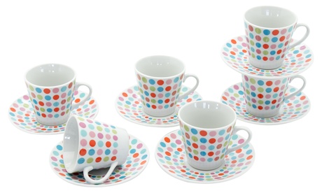 Set 6 tazze caffè con 6 piattini Casa Collection in porcellana disponibili in 3 fantasie