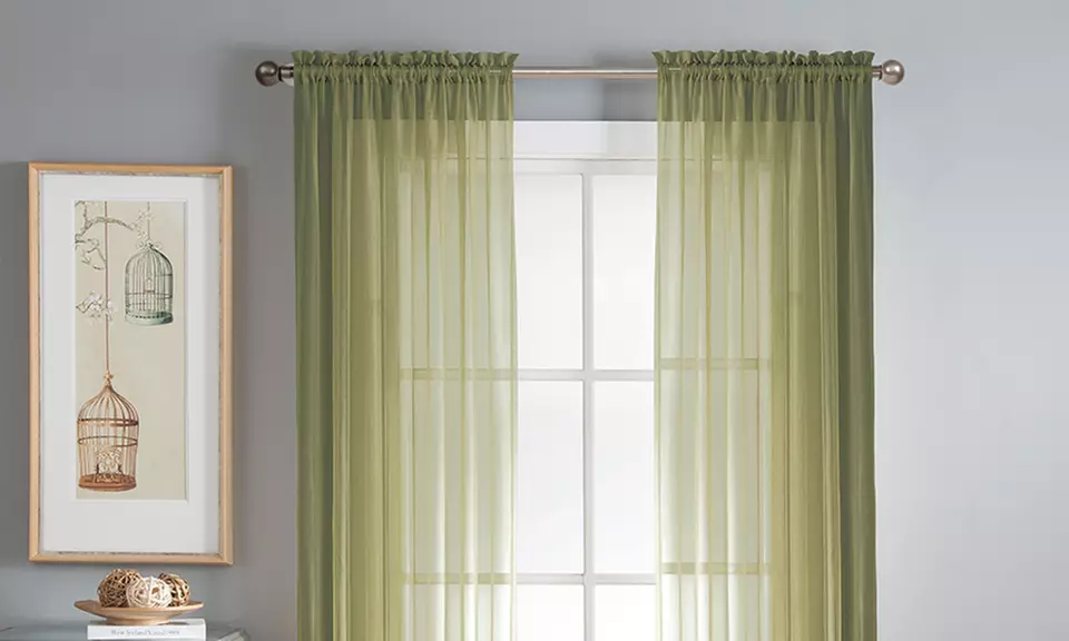 Wexley Home Sheer Voile 112"x84" Rod Pocket Window Panel Pair  - Second Medium