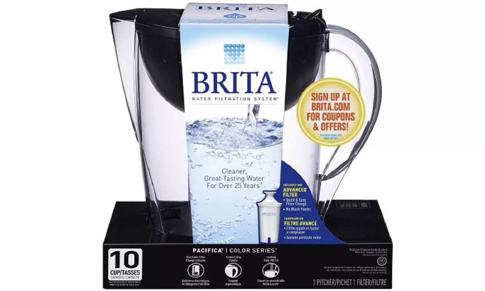 Brita Pacifica 10-Cup Water Filter Pitcher - Second Medium