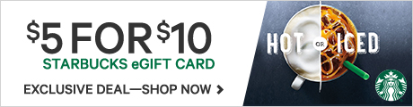 $5 for $10 Starbucks eGiftCard
