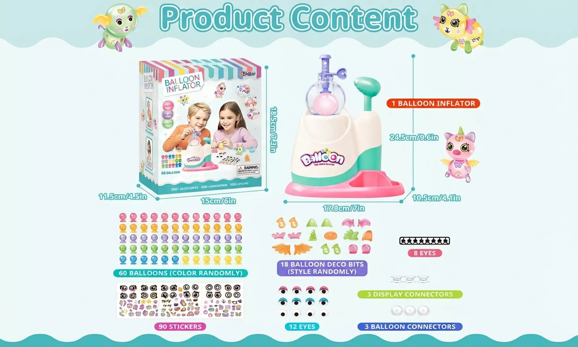 Kids DIY Balloon Animal Inflator Toy Set