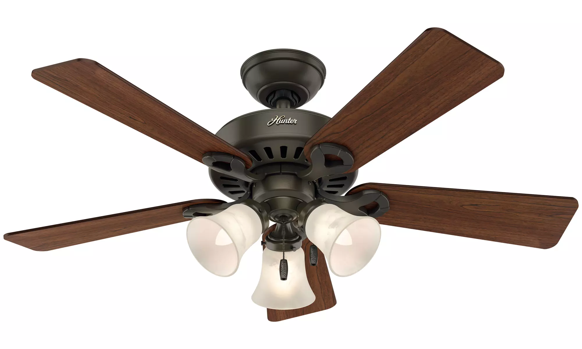 Hunter 44" Bronze-Finish Traditional Indoor Ceiling Fan with Light Kit (Refurbished) - Primary Image