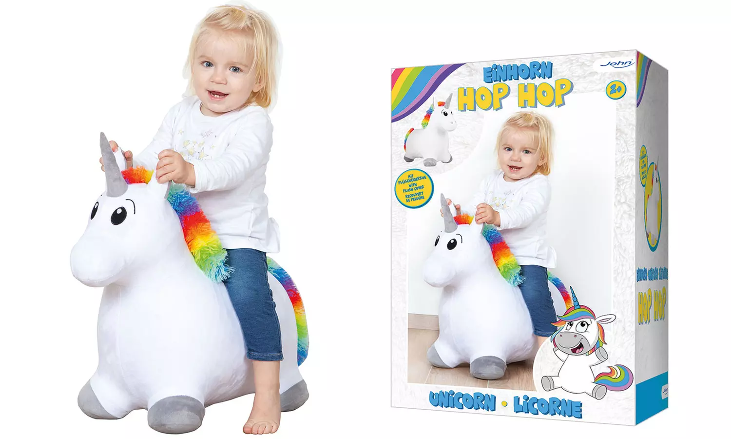 Animal sauteur avec housse peluche Licorne ou Poney - Primary Image