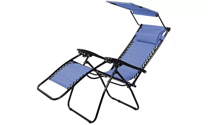 Image 2: Silla reclinable con parasol plegable 