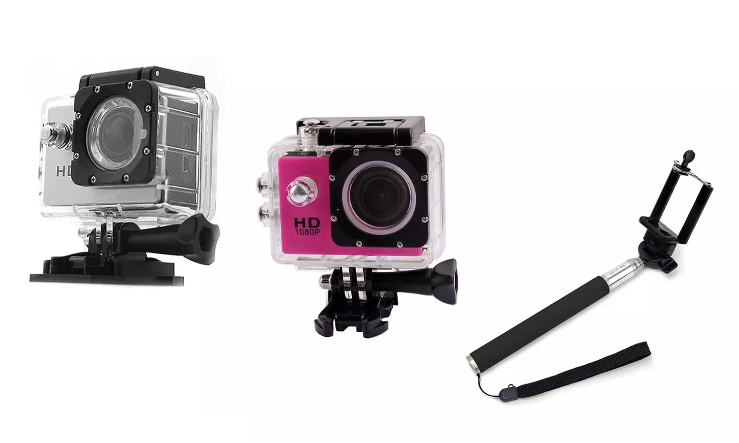 AdventurePro HD 1080p 12MP Water-Resistant Action Camera With Selfie Stick - Primary Image