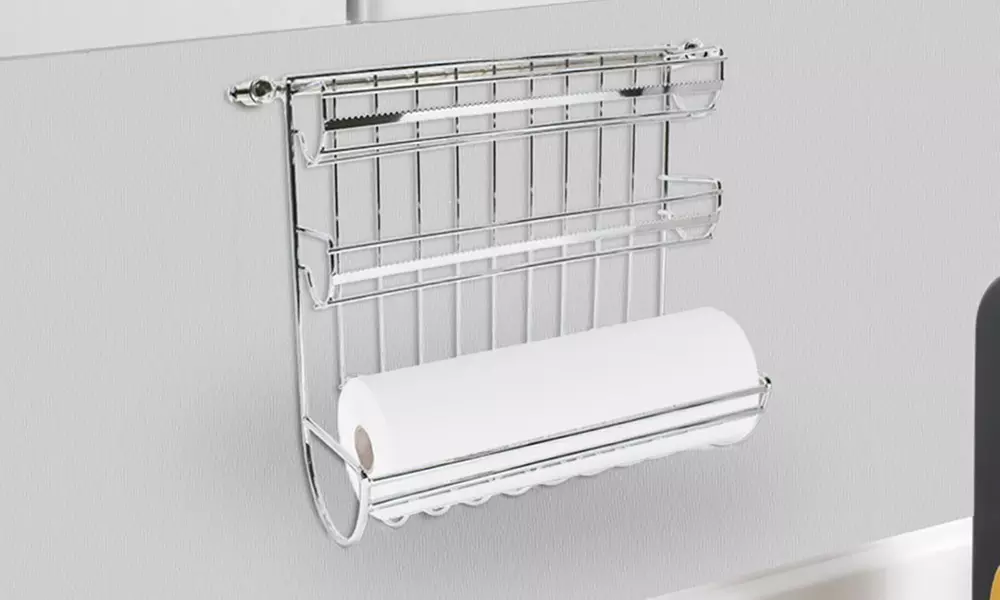 Porte-rouleaux de cuisine mural avec 3 compartiments, livraison offerte - Primary Image