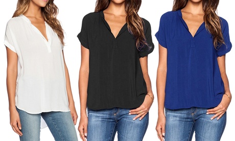 Camicetta in chiffon manica corta disponibile in 3 colori e 4 taglie