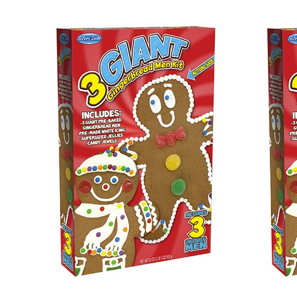 2 Pack Of Gingerbread Men Decorating Kits With 6 Giant Cookies