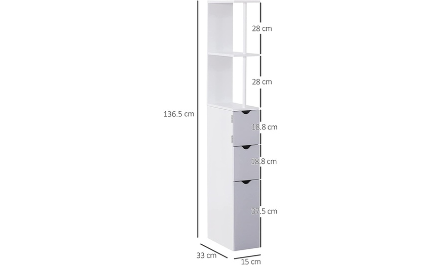 Image 8: HomCom Slim Tall Bathroom Cabinet