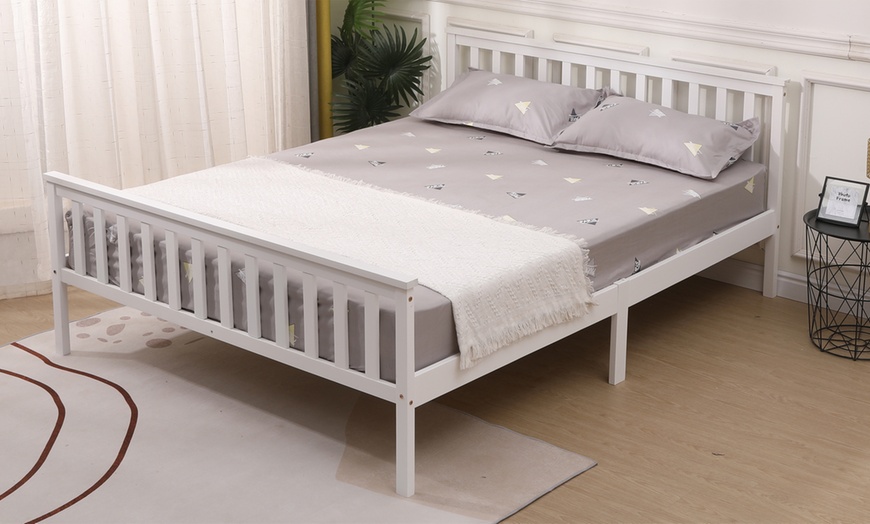 Image 2: King Size Pine Wood Bed Frame