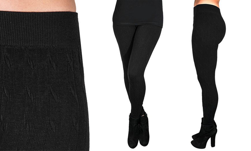 Image 2: Cable-Knit Stretch Leggings