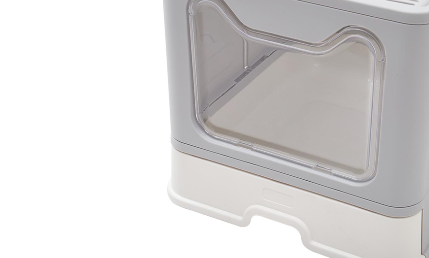 Image 8: Folding Plastic Cat Litter Box Top Entry