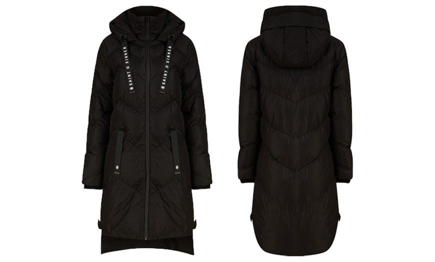 Image 2: Saint and Sinner Women's Long Quilted Puffer Coat