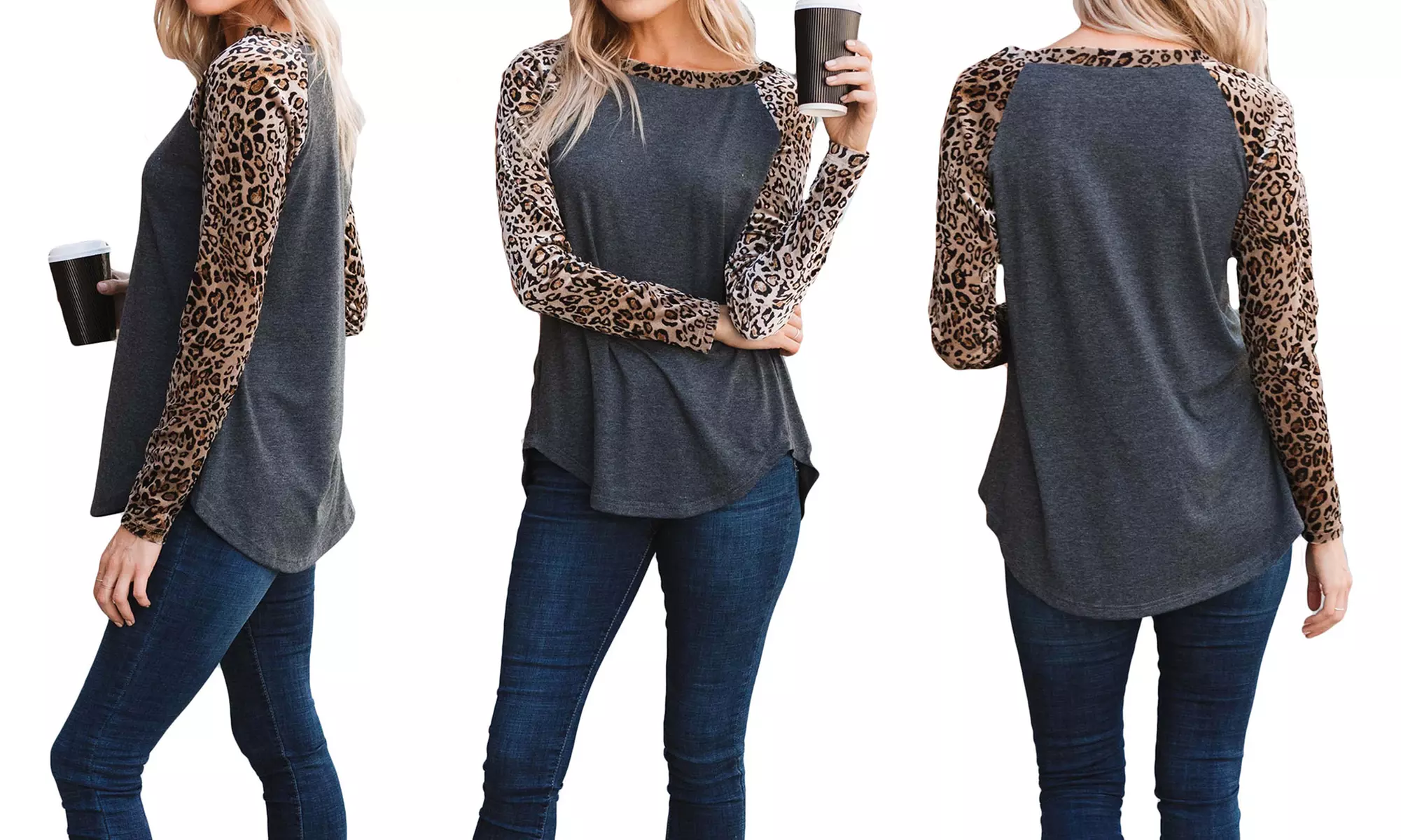 Reflection Women's Long Sleeve Raglan Velvet Sleeve Tee. Plus Sizes Available - Second Medium