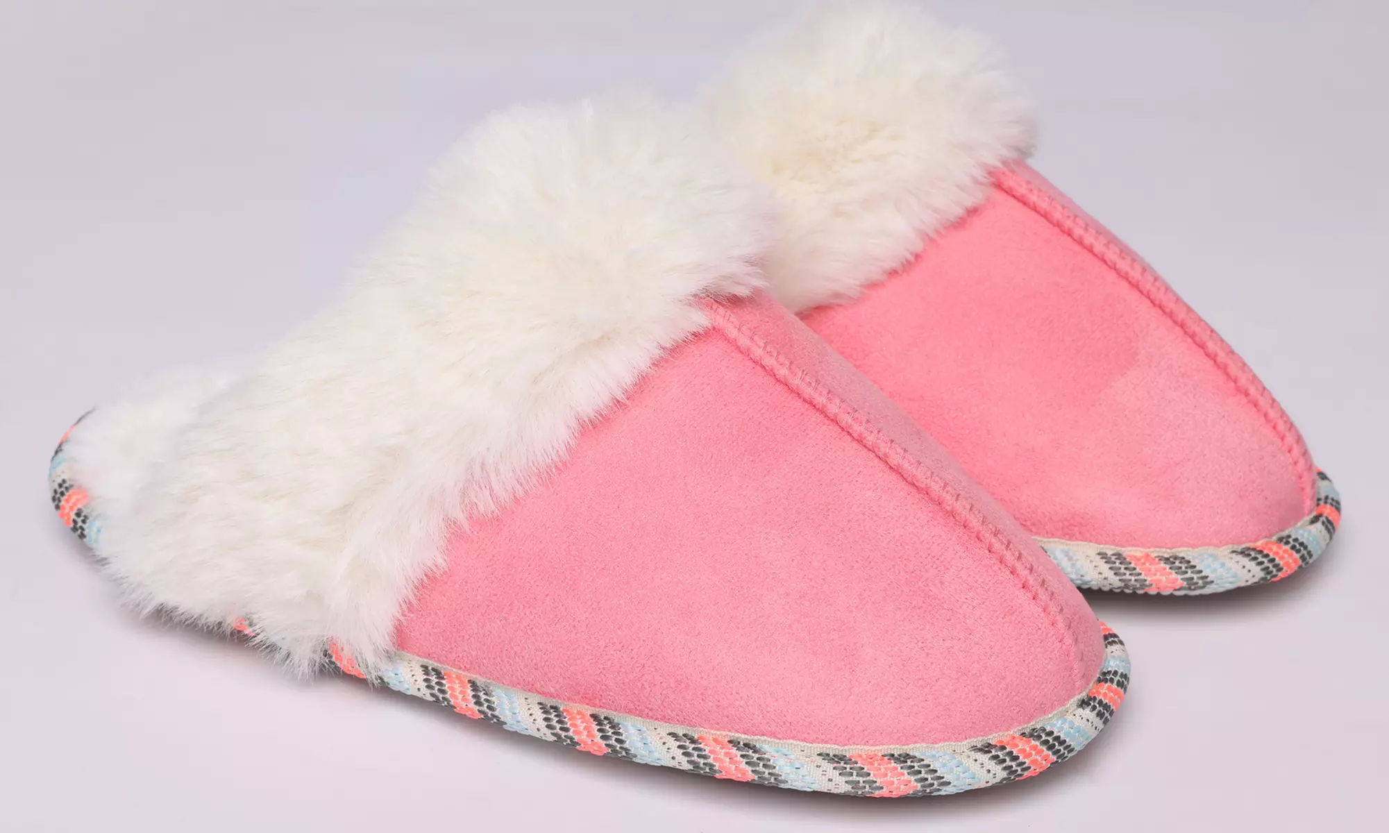 Ladies Slip On Faux Fur Slippers