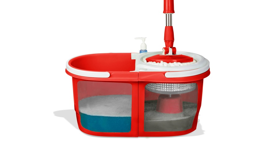 Image 3: Dual Spin Mop with Heads and Bucket