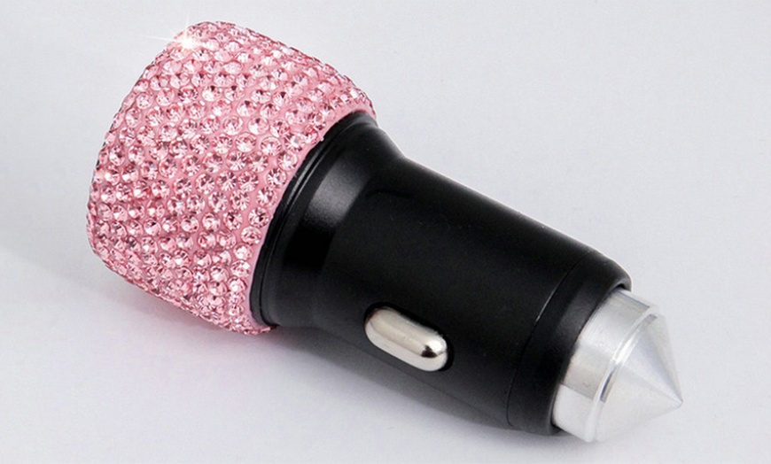 Image 7: Diamond Car Charger with Three-in-One Charging Cable