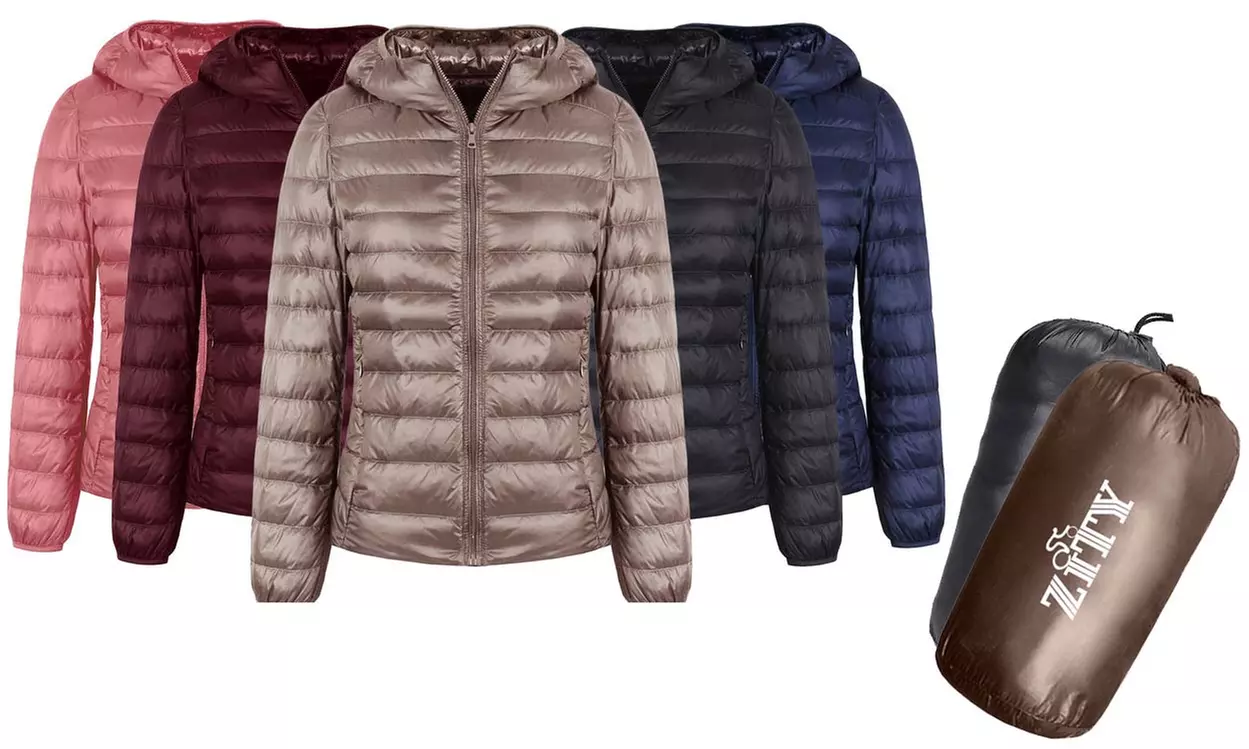 Women's Lightweight Packable Down Jacket with Hood - Primary Image