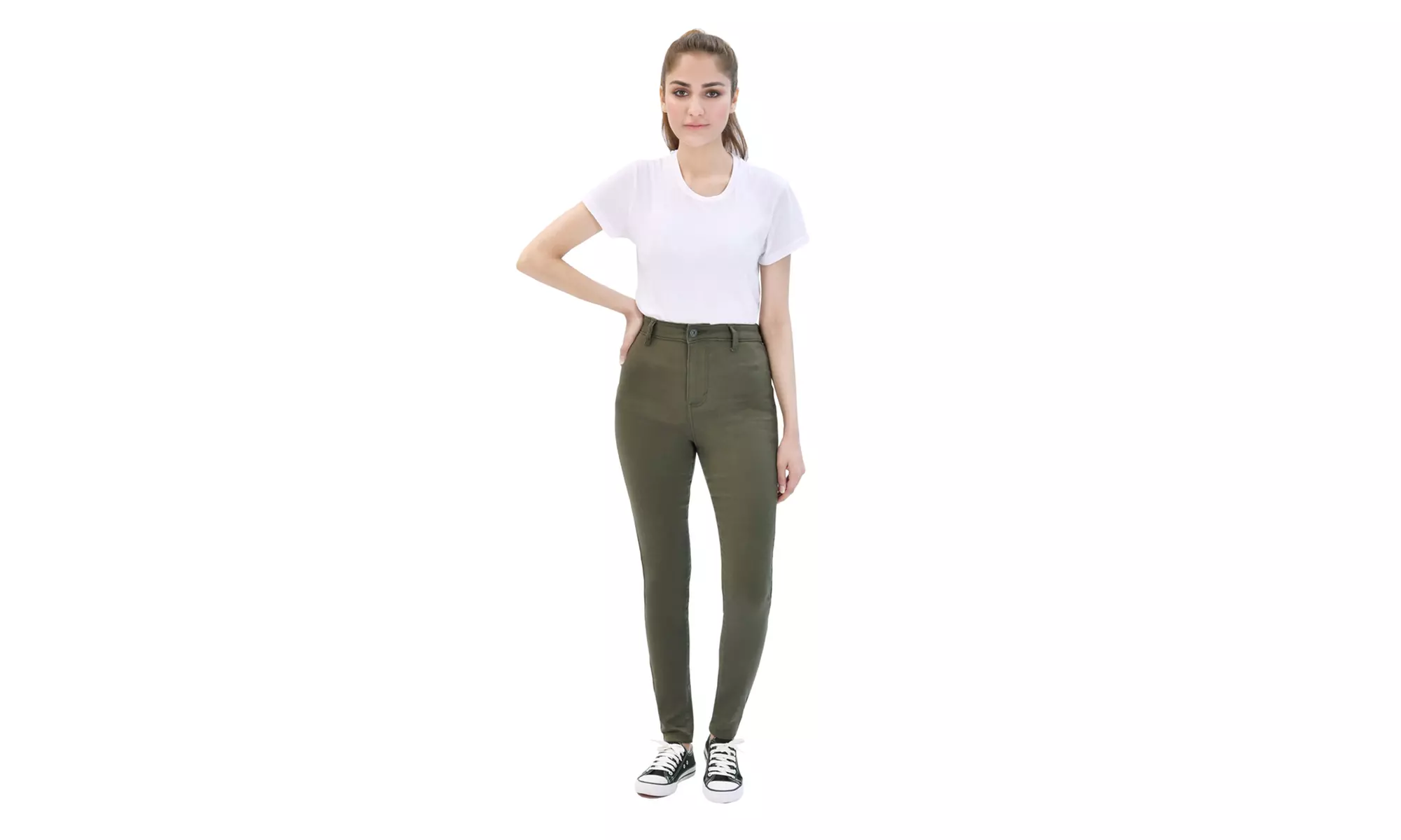 High-Waisted Skinny Fit Denim Jeans