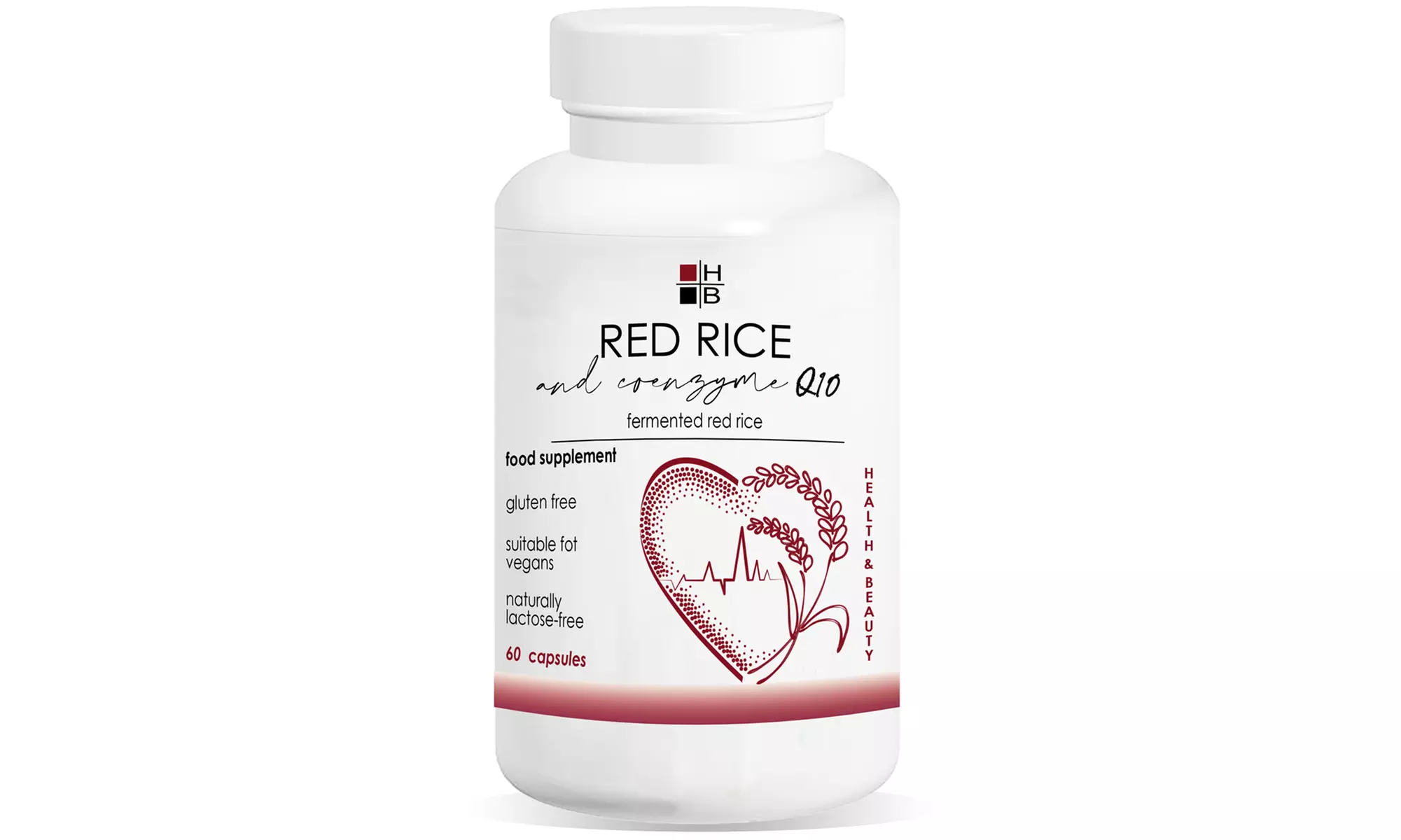 60, 120 o 360 capsule H|B Health and Beauty a base di riso rosso e Q10