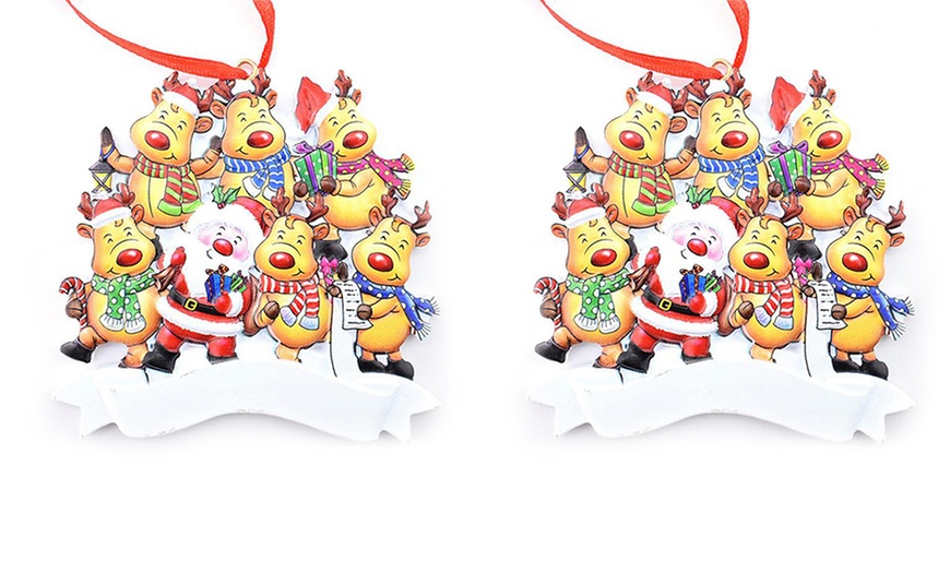 Image 6: One or Two Personalised Santa and Reindeer Christmas Tree Decorations