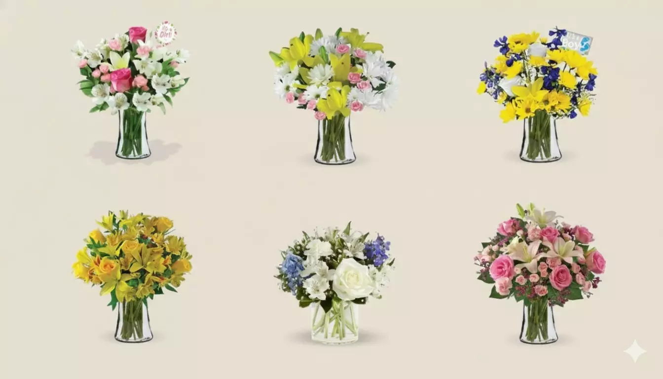 Blooms Today Deal: Save Up to 26% Off Your Choice of 6 New Baby Flower Bouquets with Vase and Delivery