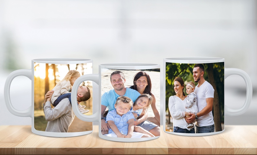 Image 1: Create a Unique One or Two Photo Mugs for Any Occasion