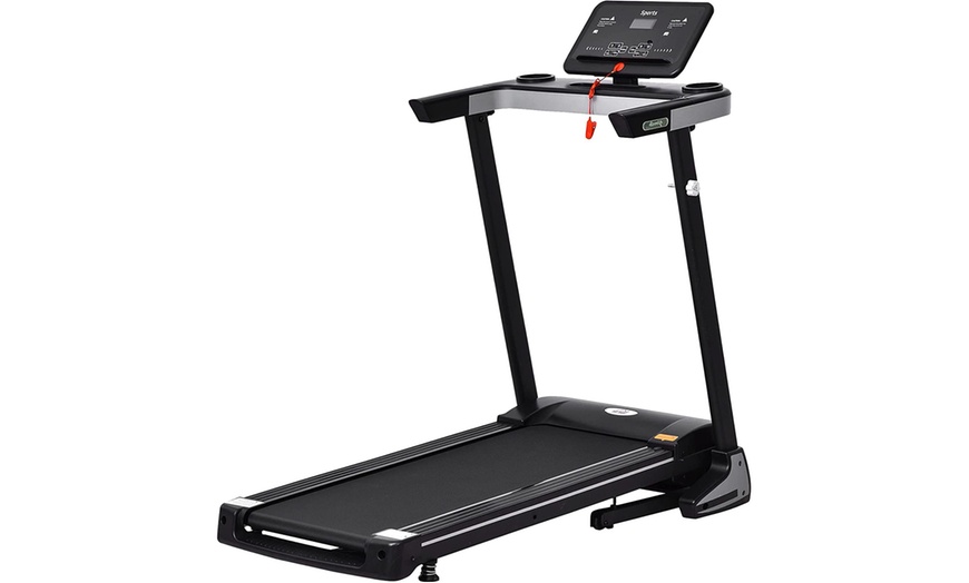 Image 2: HomCom Folding Treadmill for Home Motorised Running Machine 