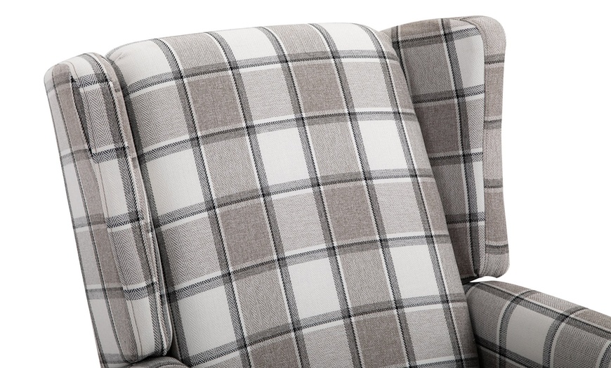 Image 15: Homcom Plaid Recliner Armchair