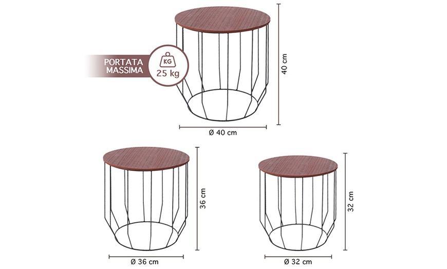 Image 11: Set di 3 tavolini da soggiorno