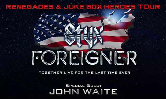 Foreigner & Styx with John Waite – Renegades and Juke Box Heroes Tour on August 16 at 6:45 p.m. - Primary Image