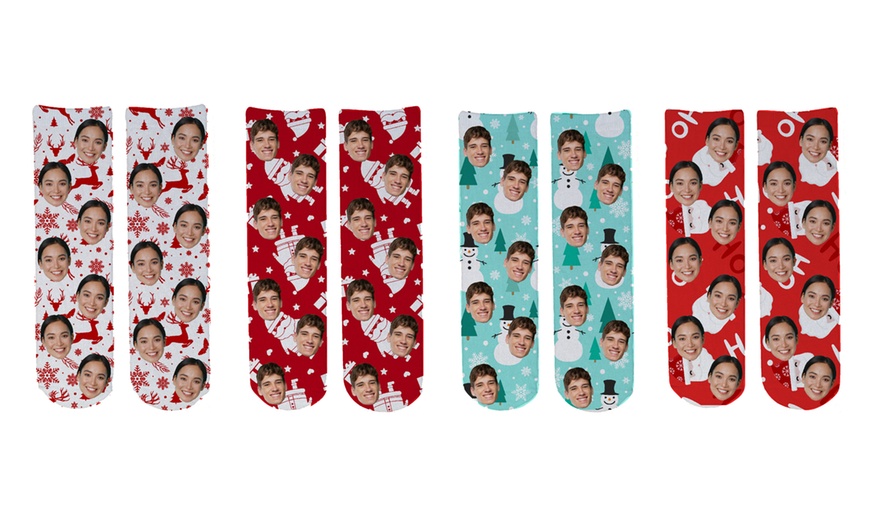 Image 3: One or Two Pairs of Personalised Christmas Face Socks